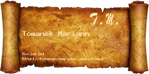 Tomanek Mariann névjegykártya